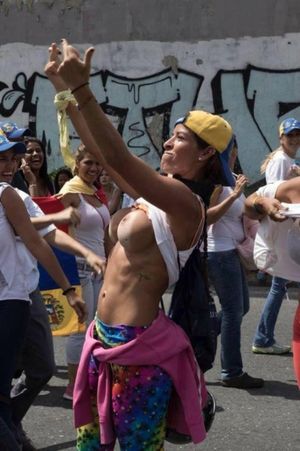 Venezuelan protester has nice boobs