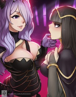 camilla and tharja (fire emblem, fire emblem: kakusei, and fire emblem if) drawn by erica june lahaie