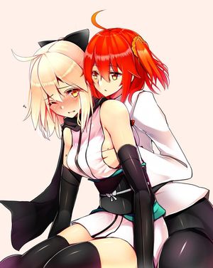 fujimaru ritsuka and sakura saber (fate/grand order, fate (series), and koha-ace) drawn by tsukui kachou