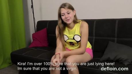 Nice teen spreads wet slit and gets deflorated