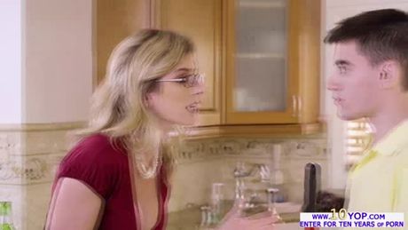 One morning, beautiful busty milf Cory Chase finds her house in great mess due to a wild party thrown by her stepson but the good thing is t