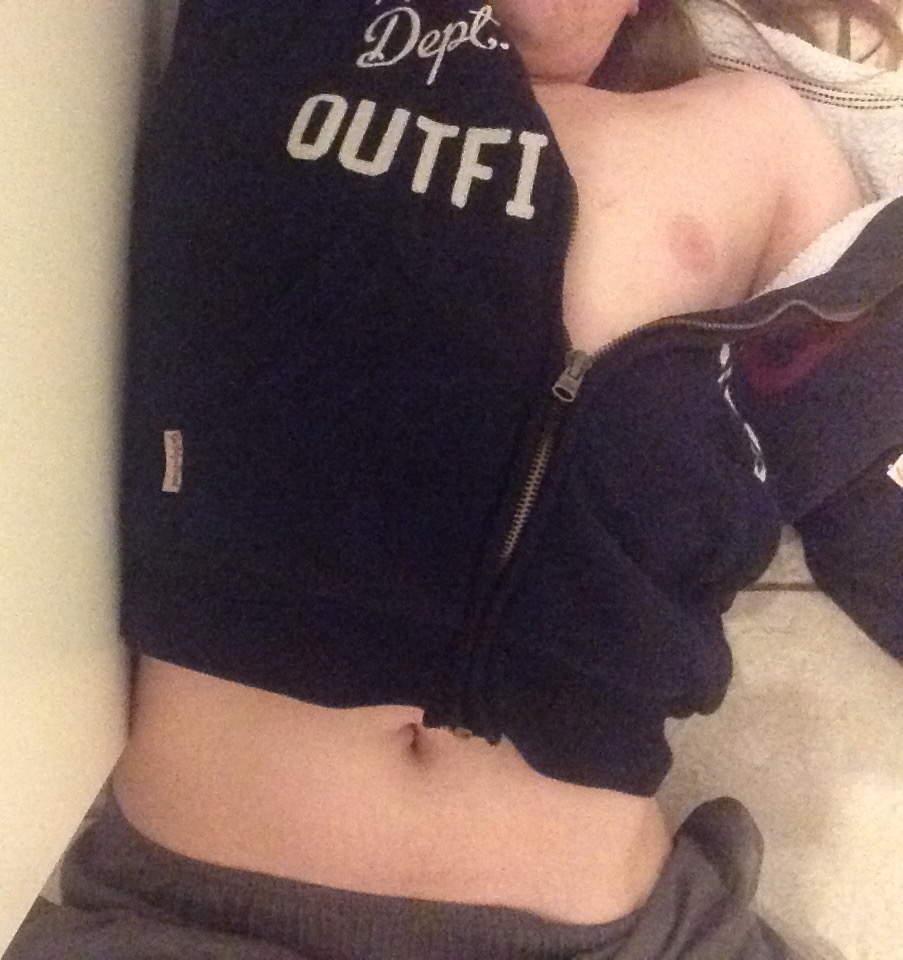 Shot of me getting out of my pyjama bottoms and hoodie so I can be naked and free