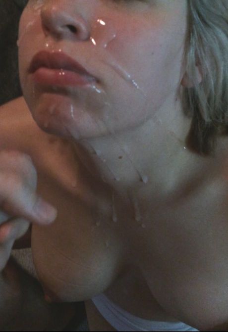 Dripping down her face on big tits