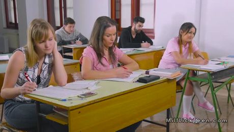 Huge boobs Milf lesbian teacher bangs teen