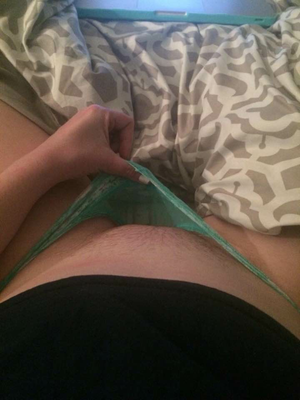 Teasing sexting pic, almost showing her pussy