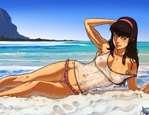Hitomi on the beach by Ganassa