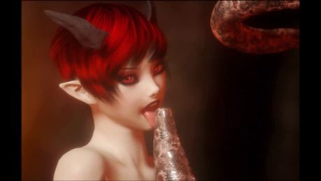 Standing on Her Knees Elfin Eats and get Fucked by a Monster Cock