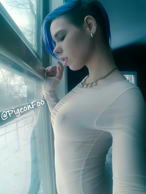 Pigeon Foo Teen Emo Model Seethrough Top by Window