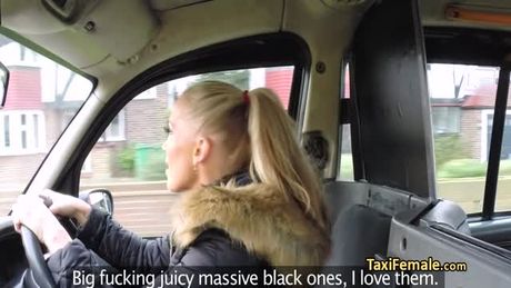 Lesbian taxi driver fucks blonde