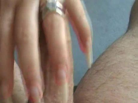 Long Nails Wife Scratching Dick and Making Cum