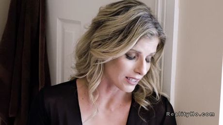 Blonde mom and teen licking in bedroom