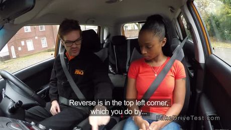 Ebony gets free driving lessons for sex