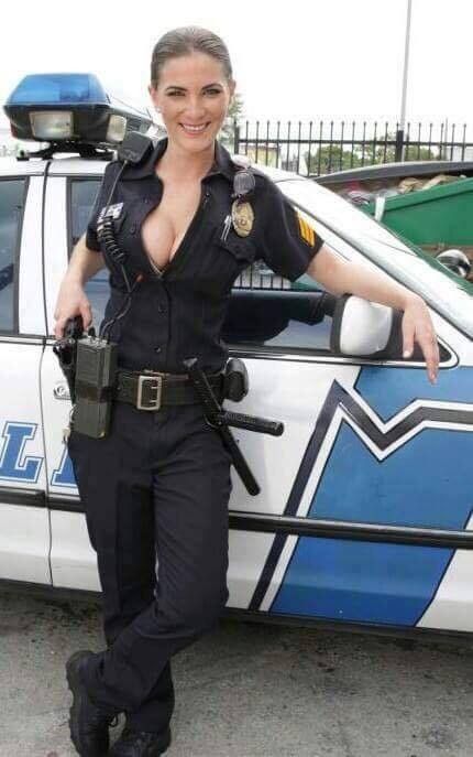 Sexy female cop with nice tits on her