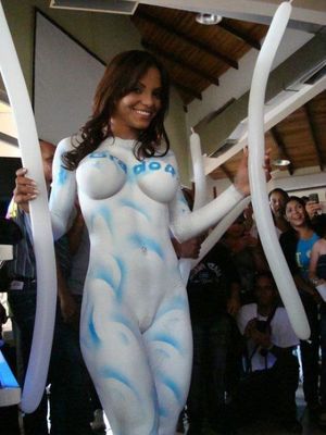 She's a naked billboard.