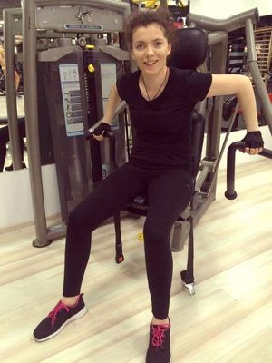 Sexy happy slut needs your cum shake after gym.