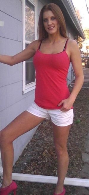 redhead white shorts