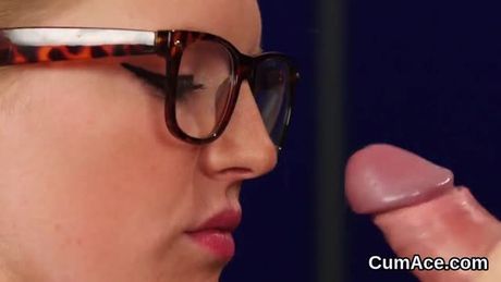 Sexy doll gets cumshot on her face swallowing all the load