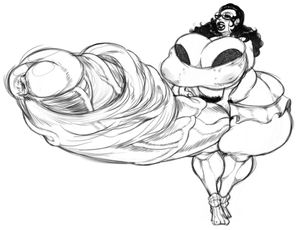 Black and white futa with huge cock and bulging tits