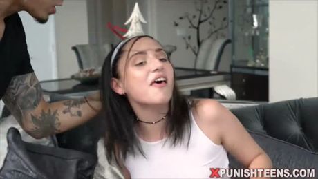 Time to teach this teen neighbour a rough fuck lesson