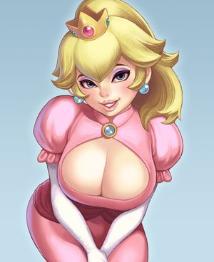 Princess peach teasing with those big breasts