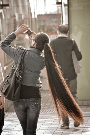 beautiful long tresses swinging free