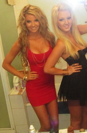 Figure hugging dress.