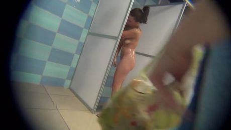 Sexy amateurs spied in a public shower