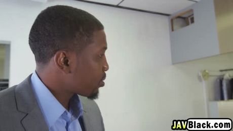 Rough interracial anal threesome fucking with petite Asian slut