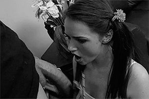 Pigtail slut admired big dick