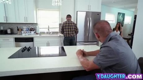 Nerdy stepdaughter with big natural tits and big ass fucked hard by a huge white cock