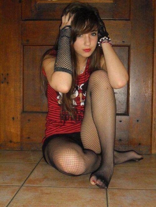 Amateur in Fishnet Stockings