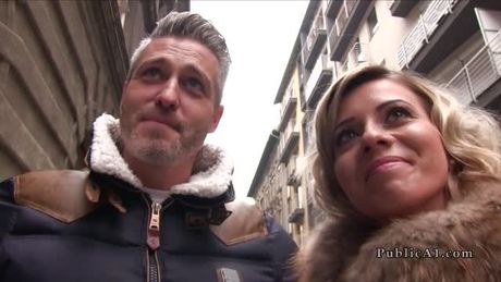 Wife fucks public agent while husband waits her