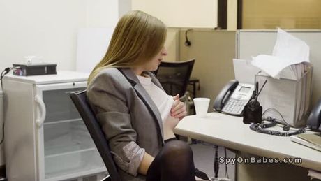 Nasty secretary bangs nerd in her office