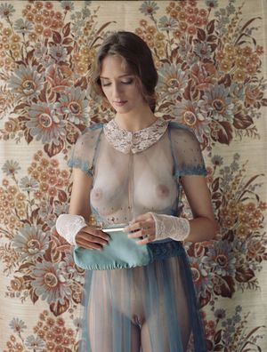 Bourgeoise wearing a see-through dress