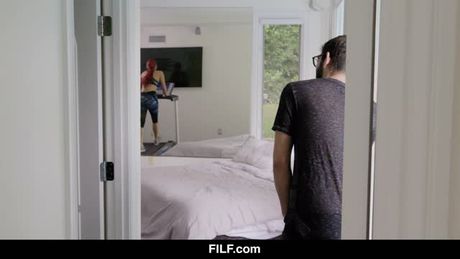 FILF - Athletic redhead mom Savana Styles gives her stepson's cock a workout.