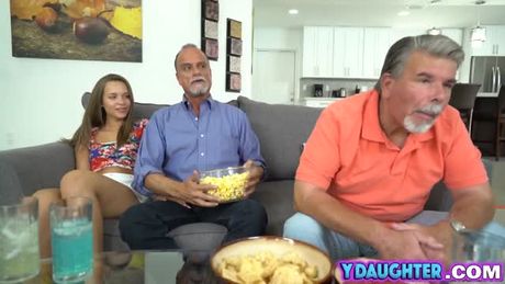 Brunette teen loves getting fucked by an older grandpa