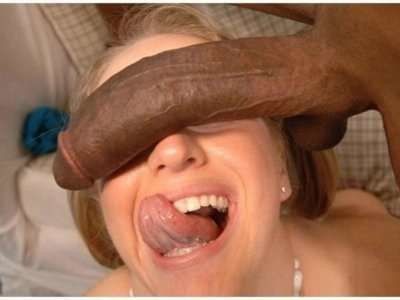 blonde happy with the piece of meat she scored