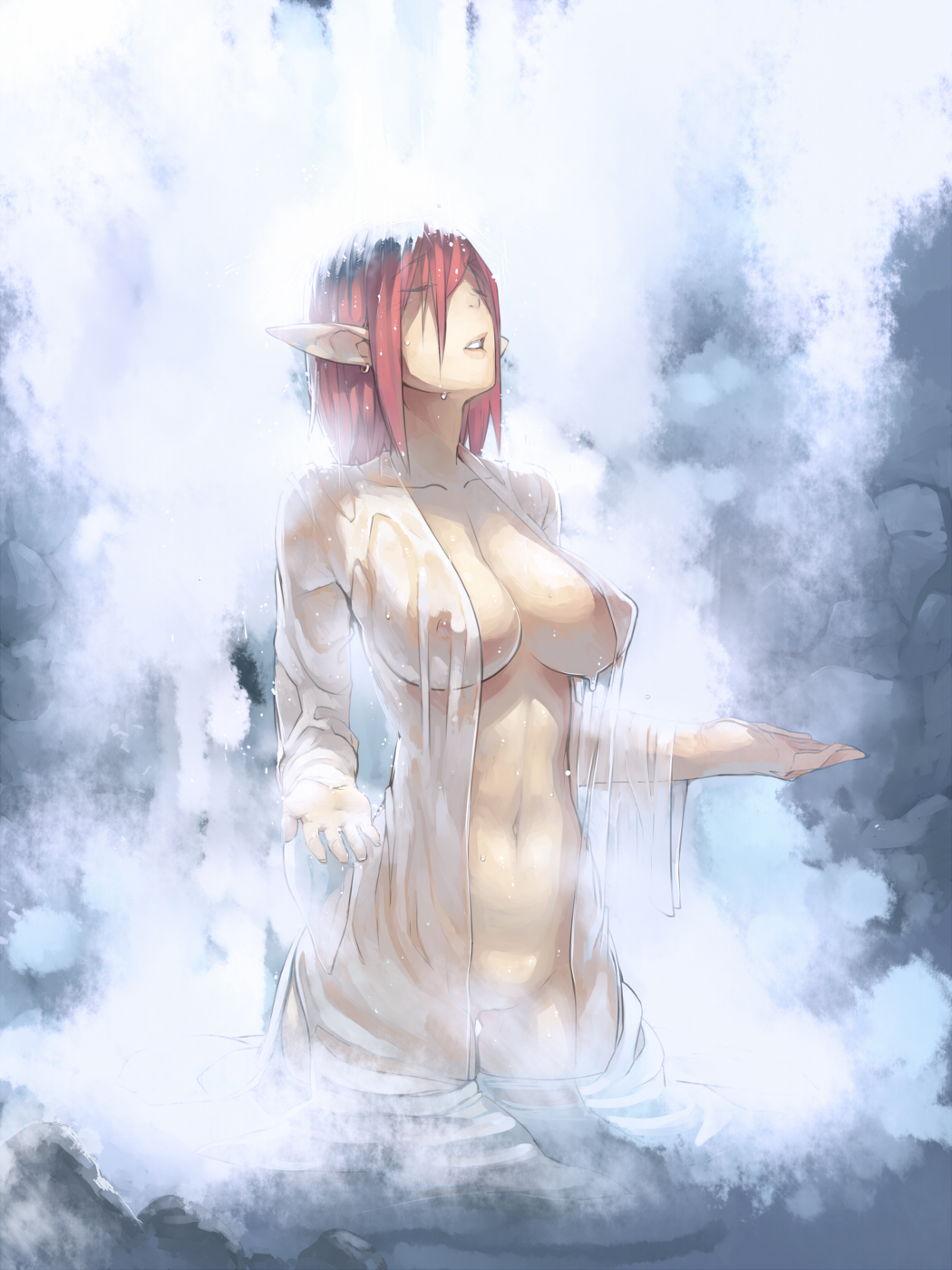 Under the waterfall by faustsketcher