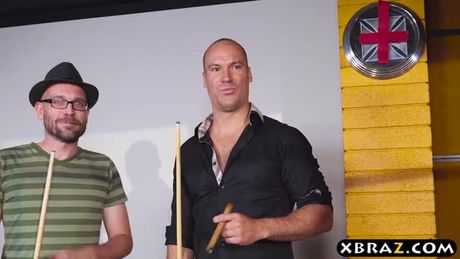 Waitress loses a game of pool and gives up her ass