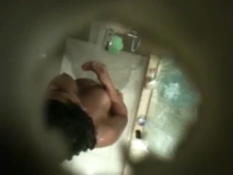 my showering step sister spied from above