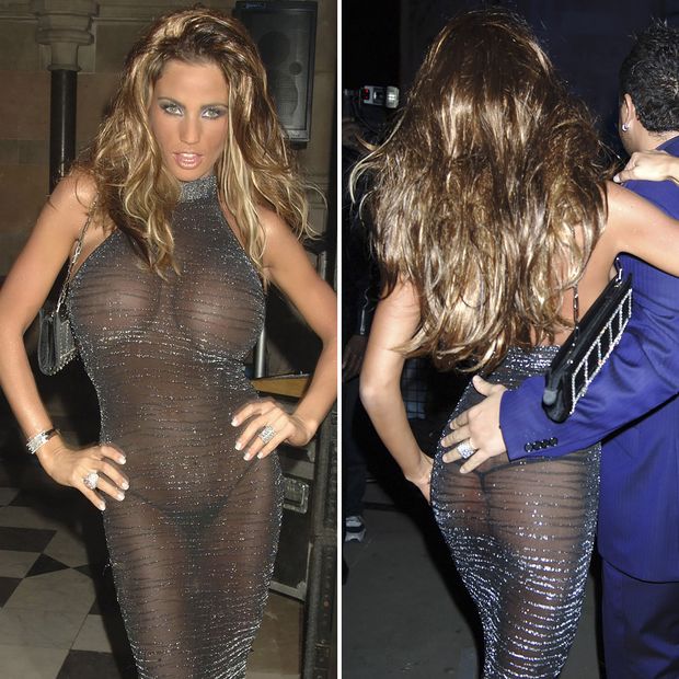 Katie Price shows her see through boobs and black g-string.