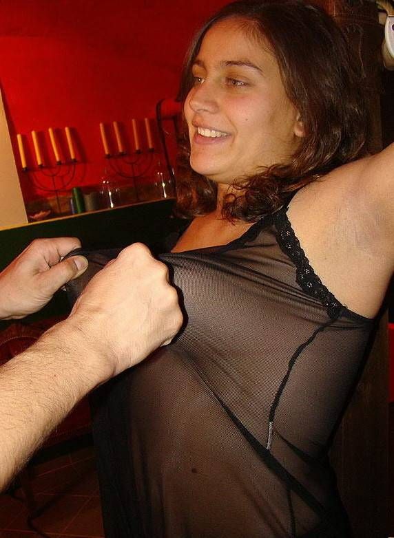 nipples pinching sheer black top