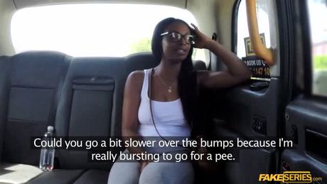 Ebony Lola Marie strips off her wet clothes in the the taxi, and as soon as the taxi driver sees her there naked and legs open his dick.