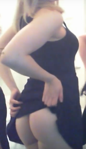 blonde wife saw husband's cuckold porn last night and flashes ass to a guy with big bulge at the airport right in front of husband