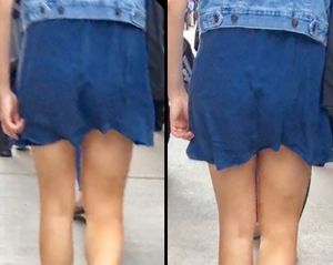 Teen in sheer mini skirt