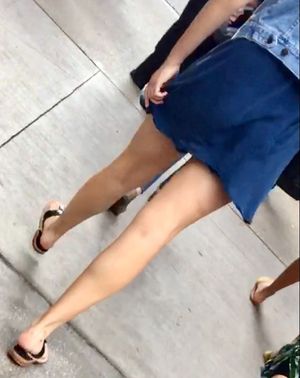 Teen in sheer mini skirt