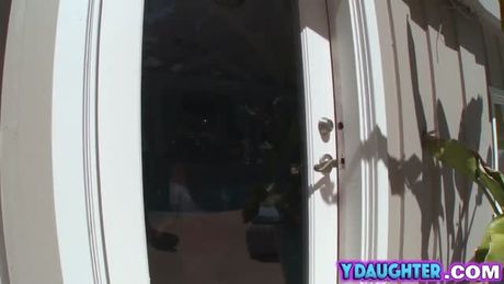 Sexy teen Nina North seduces pool guy and gets her wet hungry pussy banged