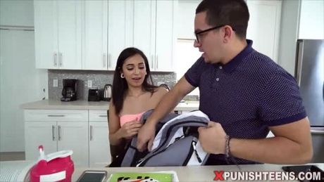 Dude fucks a hot tutor teen chick BDSM rough style