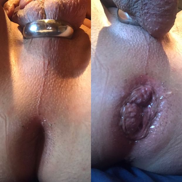 My ass before and after a visit of my niger stalion