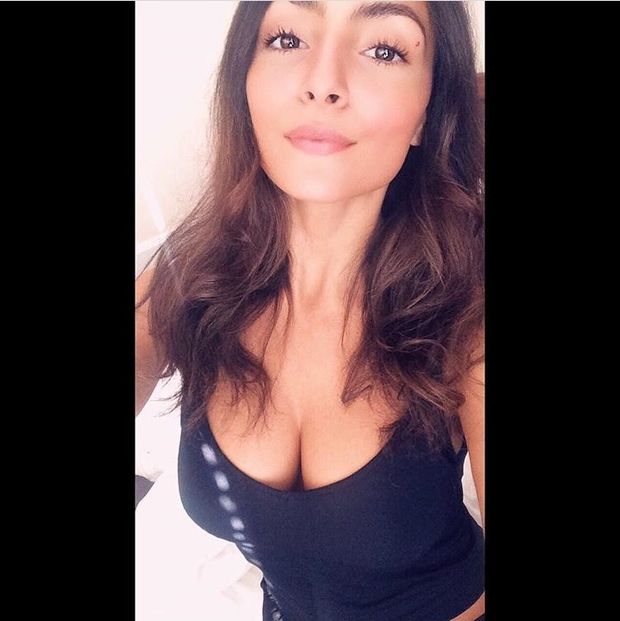 Gorgeous brunette selfie cleavage